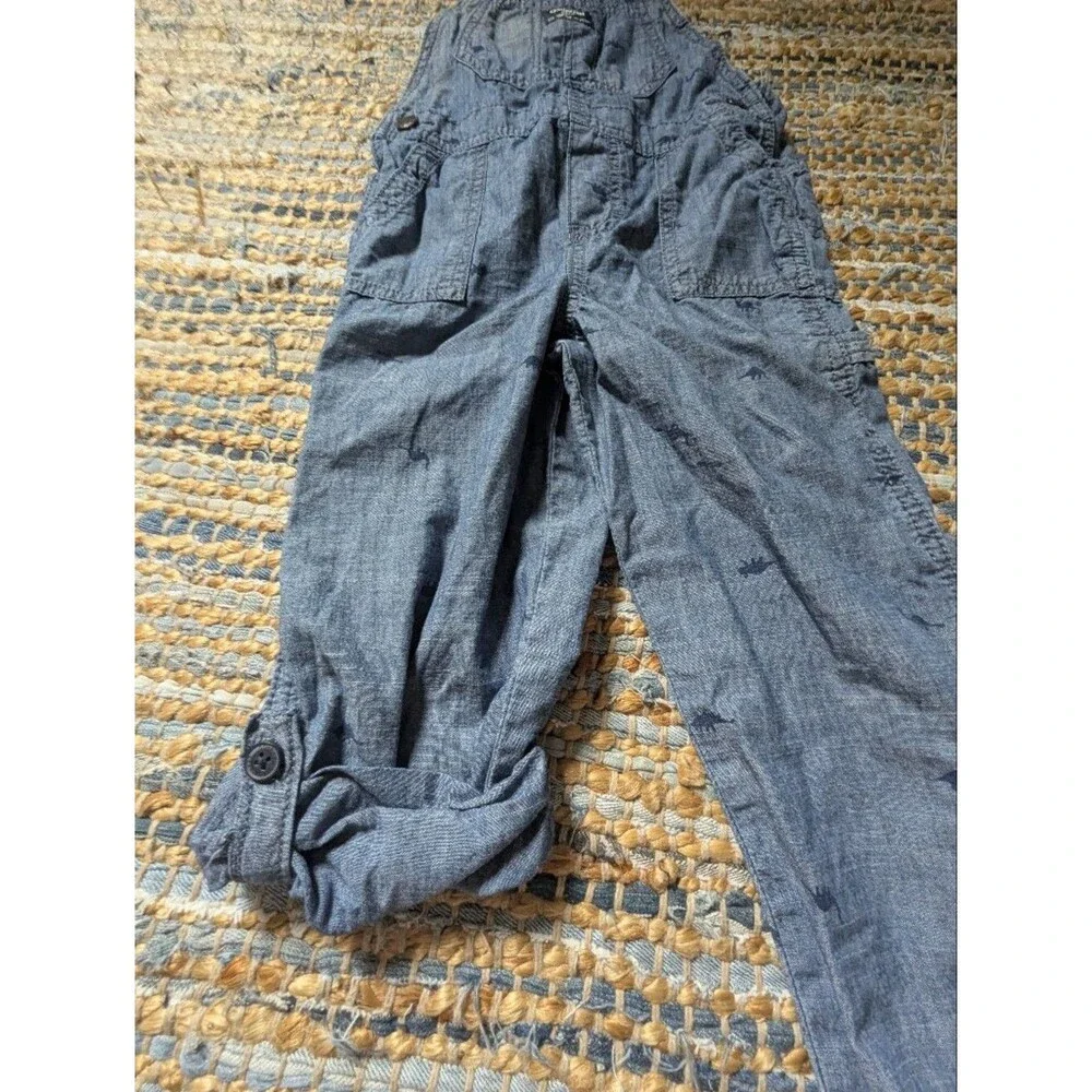 OshKosh Blue Gray Dinosaur Chambray Overalls 4T Girls Corduroy Overalls Lot of 2